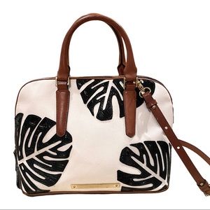 Brahmin Vivain Dome Satchel Leather Bag Purse in White Monaco